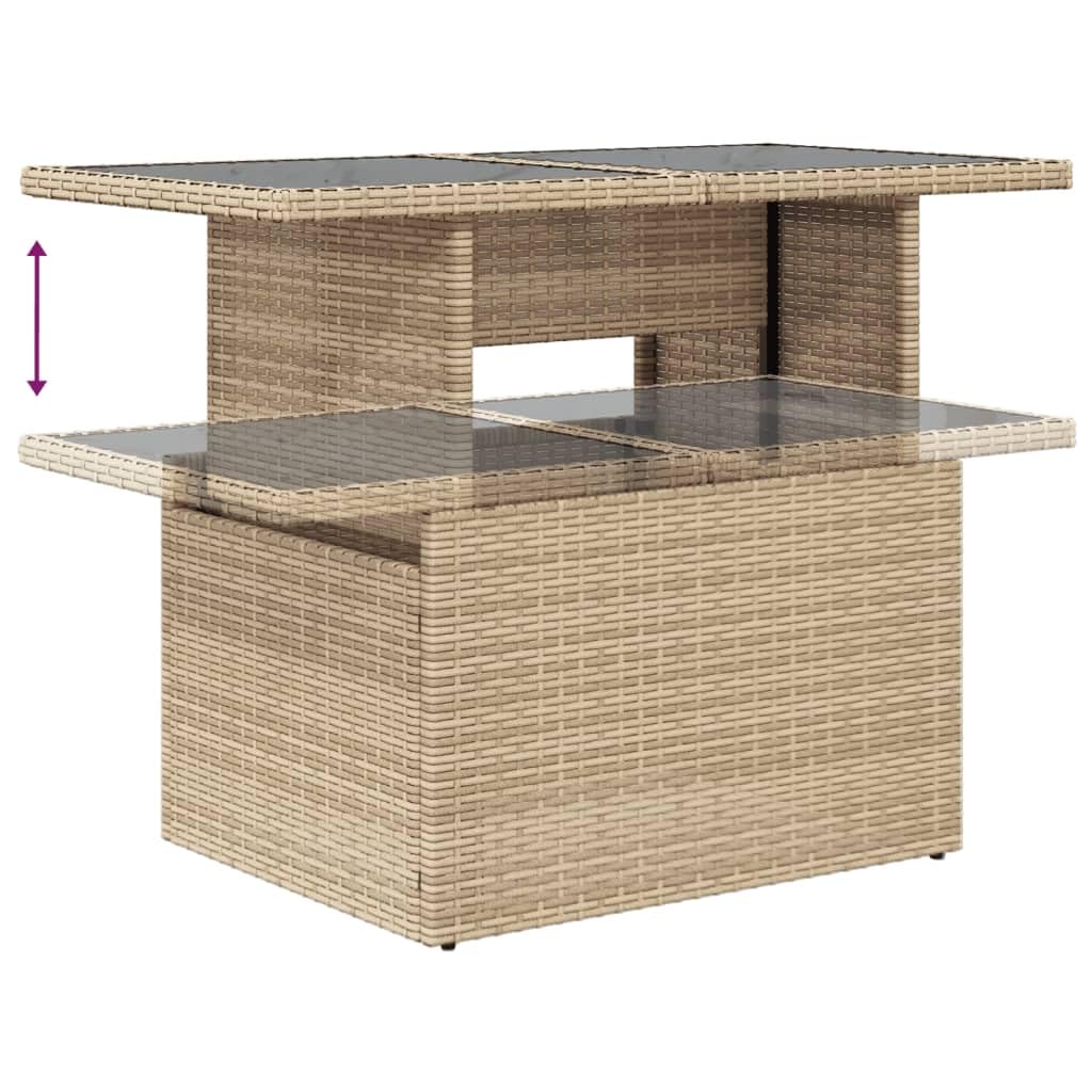 Set Divani da Giardino 7 pz con Cuscini Beige in Polyrattan Resistente, Modulare, per Terrazza, Balcone, Patio, Veranda, Esterno, Arredo Relax e Pranzo