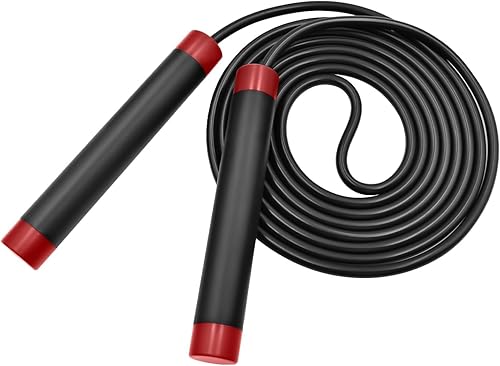 Cuerda de saltar con peso para entrenamiento, HIIT, boxeo, 0.276 pulgadas de alta eficiencia, velocidad rápida sin enredos con rodamientos de bolas,