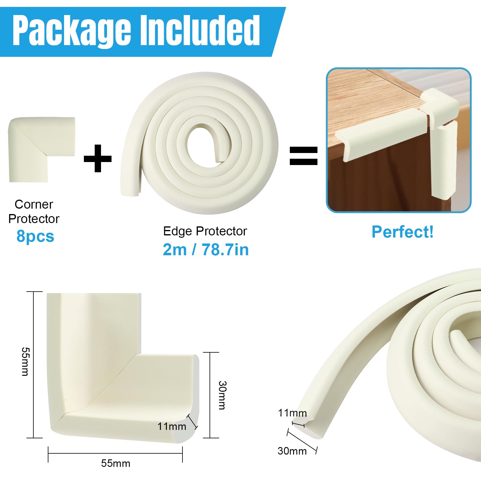 9 Pcs Baby Proofing Edge and Corner Foam Protectors, 2m L Shape Safety Strip for Kids - Image 4