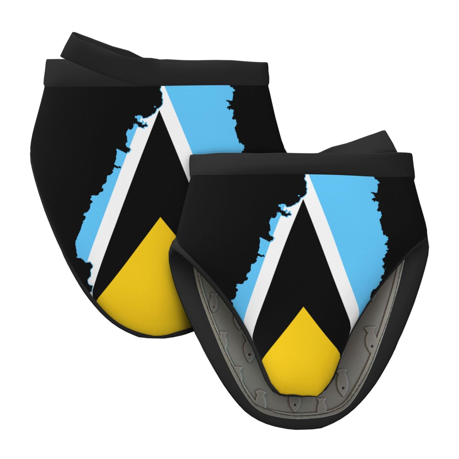 Silicone Oven Mitts, Heat and Slip Resistant Kitchen Mittens 2-Pack Set, St Lucia Flag Map Short Soft Oven Gloves