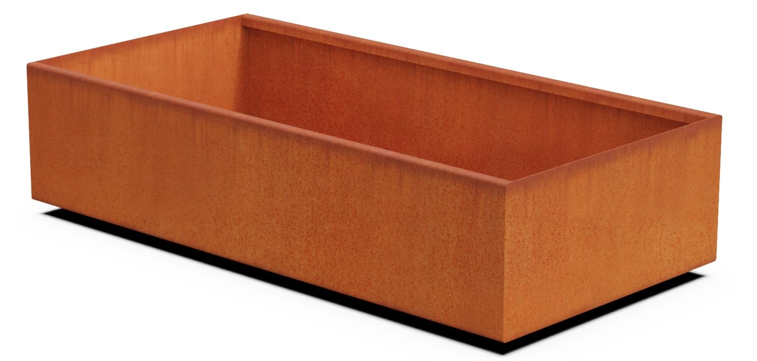 PlanterCraft Fioriera Cubo Acciaio Corten 35,6 Cm - Patina Ruggine Naturale - Made In USA