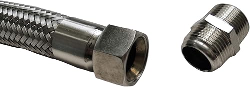 Miniatura 2 de Manguera de puente de compresor de grado industrial, 34" NPT macho x 48" de longitud, 750F, 450 PSI, conexiones de ambos lados giran libremente,