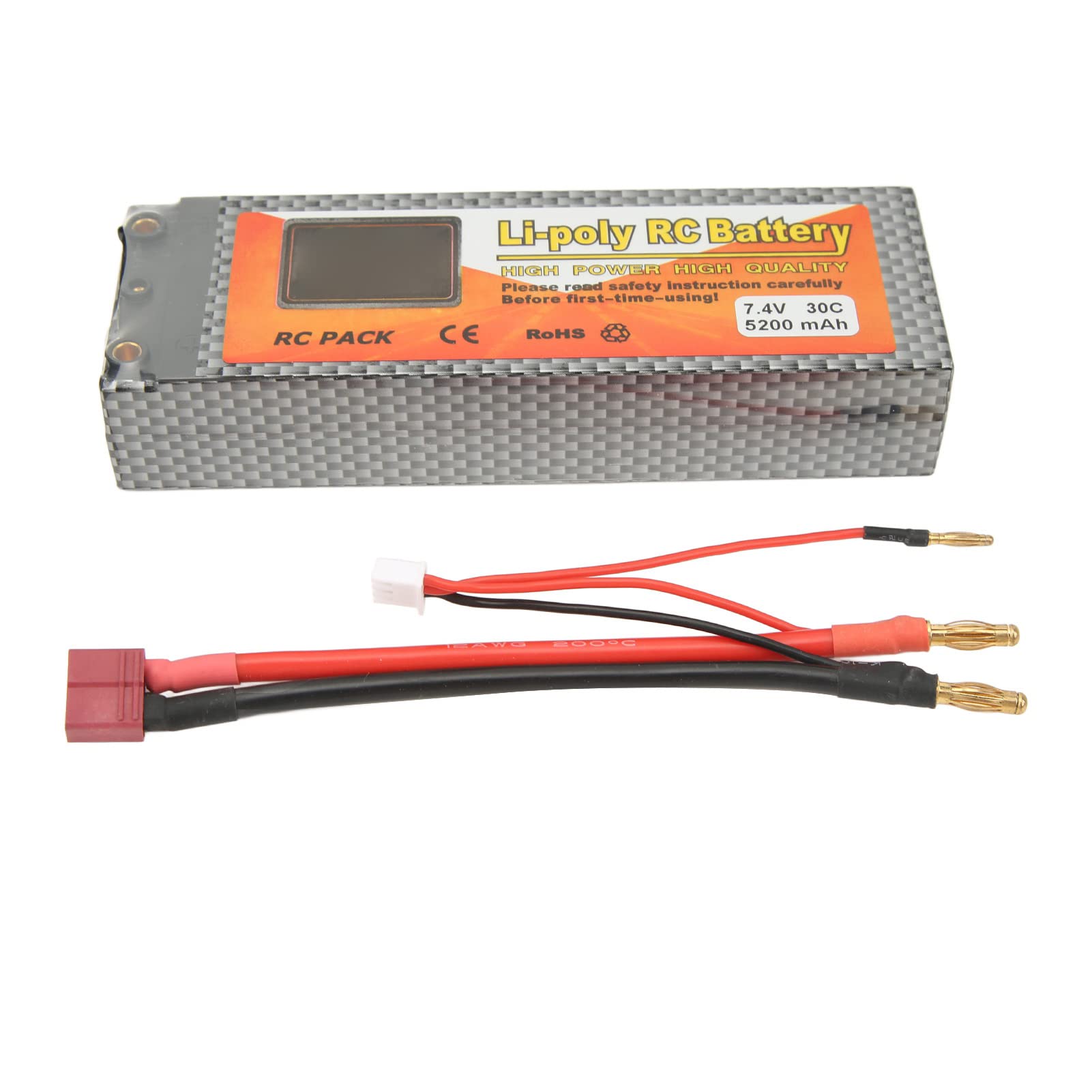 Batterie RC TBest, Batteria Lipo da 5200 MAh 30 VALITÀ DISPLICAZIONE 7.4V 2S T S Plug Plug RC Potenza della Batteria RC per Modello di Auto Elicotto RC