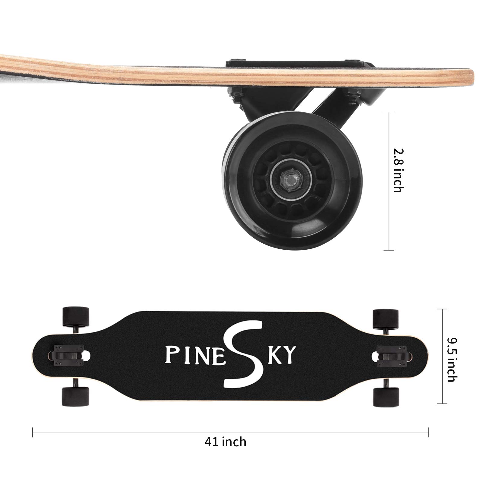 Skateboard Longboard complet en érable naturel 8 plis pour cruiser, sculpter, free-style et descente avec T-Tool Valley 41"
