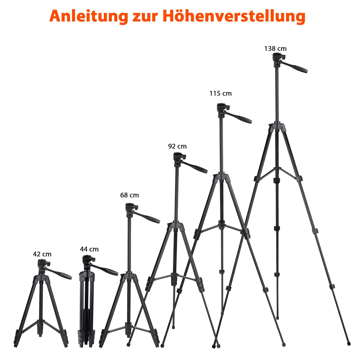 GEEKOTO Handy Stativ Ausziehbar, 54" Stativ für Smartphone mit 360-Grad-Panorama-Drehplattform und 1/4 Universal-Befestigungsschrauben für spiegellose/Gopro/DSLR-Kamera Schwarz