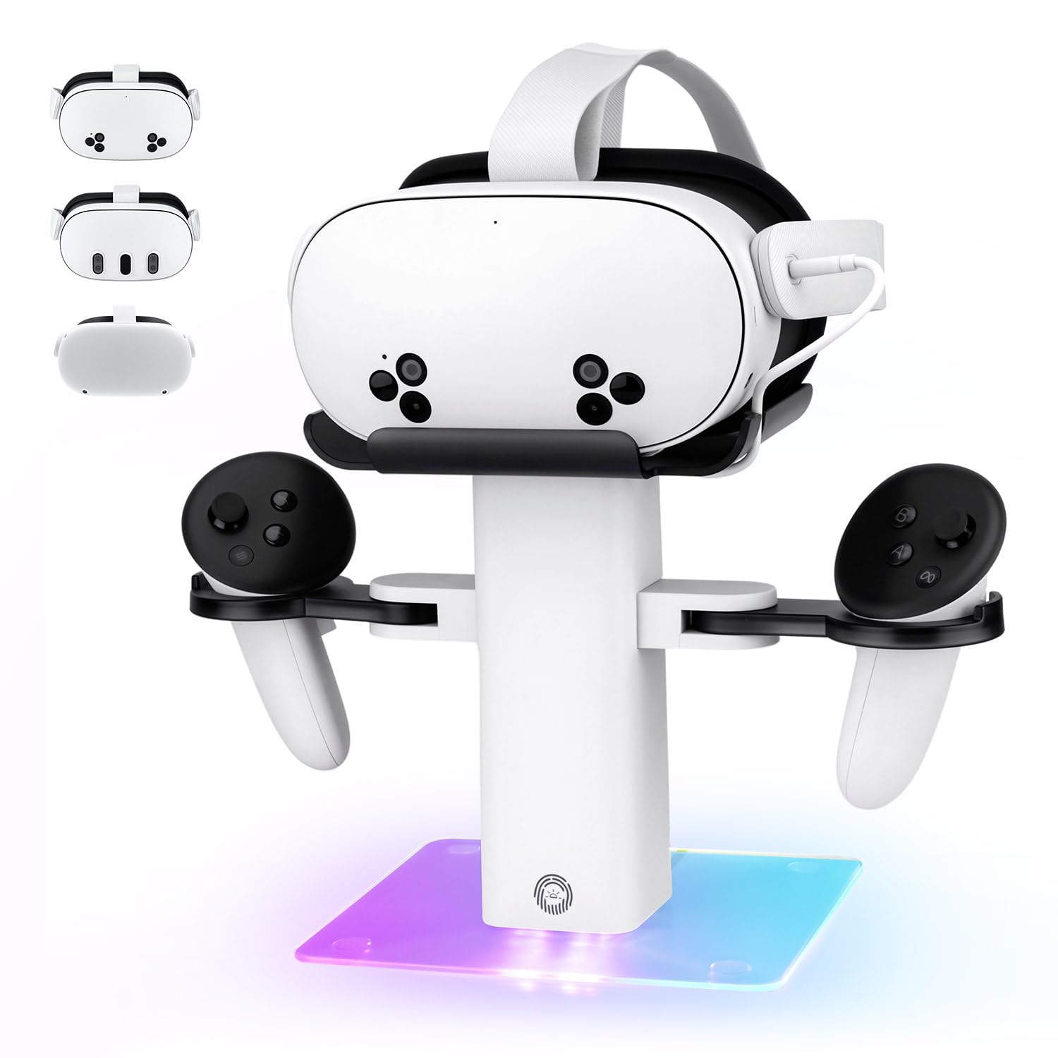 Mcbazel Ladestation für Quest 3S/Quest3/2, 15W USB-C VR-Headset-Ladestation mit RGB-Beleuchtung und Rutschfestem Vertikalständer, Minimalistische VR-Displayhalterung – Weiß
