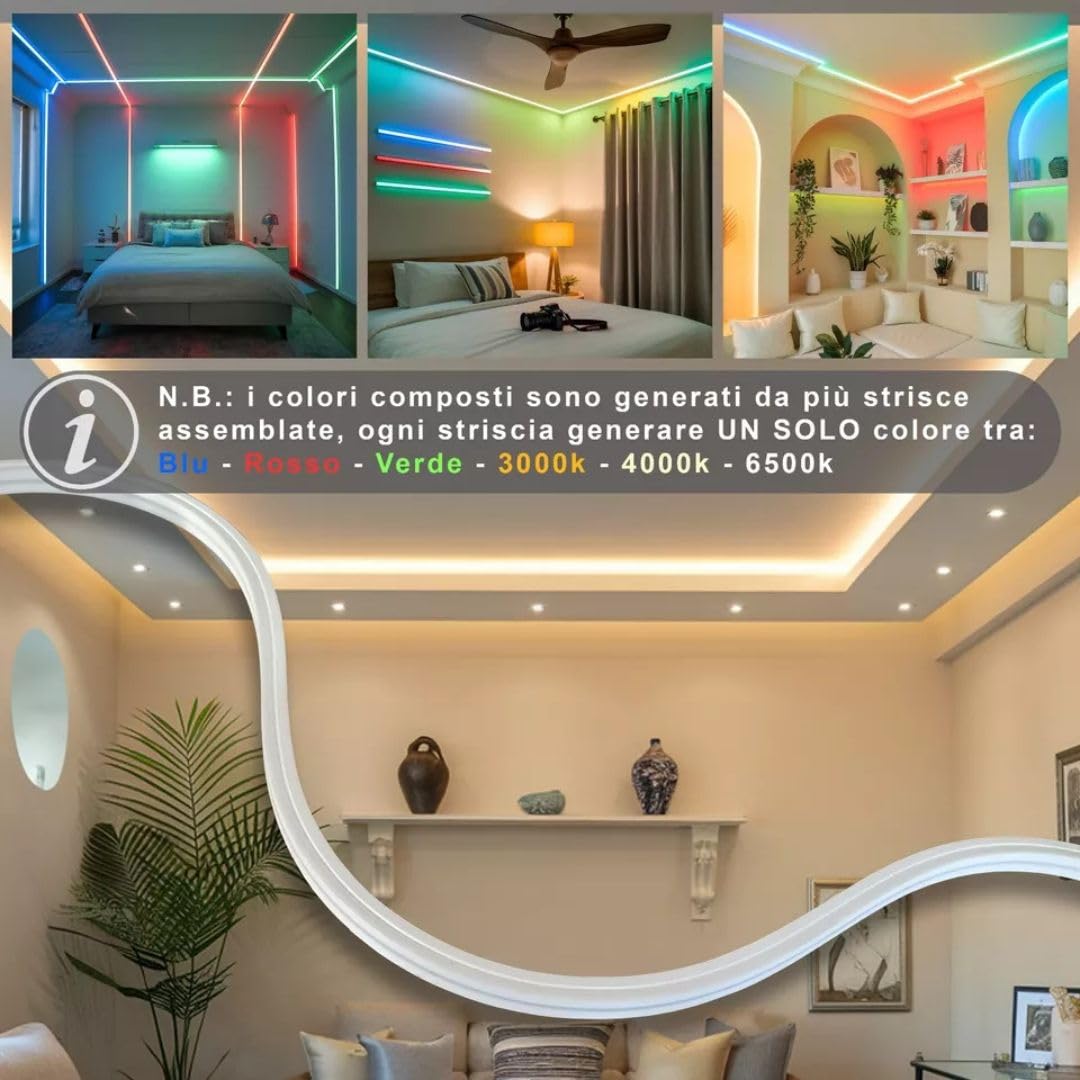 MAKA Striscia Led Cob, Striscia LED 220V Alta Luminosità, 120 Luci al Metro - Ip65 Impermeabile - 9W/m, Luce Effetto Neon Diverse Misure e Colori Decorazione (Blu, 20 metri)