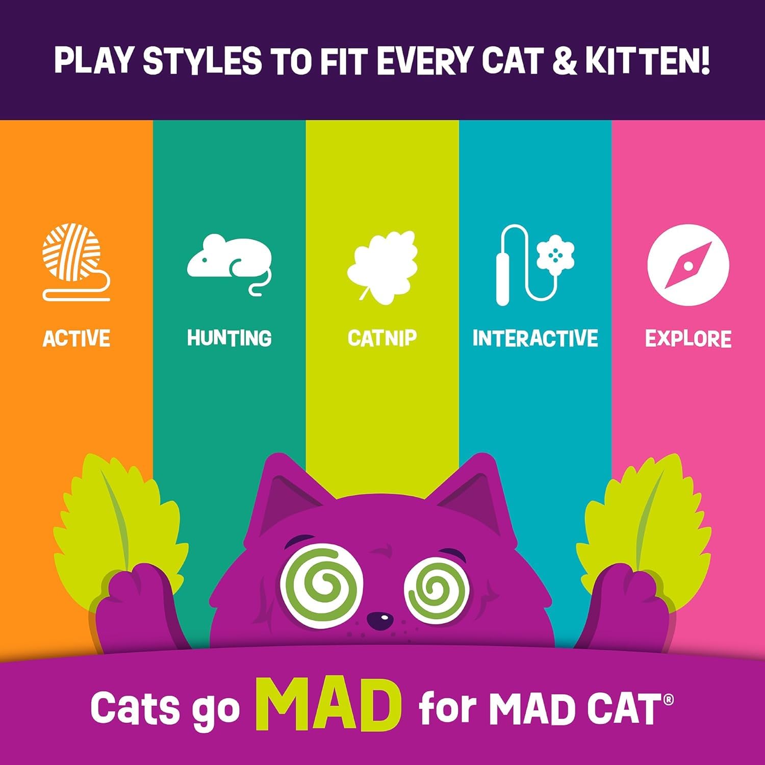 Mad Cat Catucky Smażony Kurczak Hide-A-Toy, kocimiętka + silvervine zabawka dla kota, 2 zabawki w 1, dla kotów w każdym wieku