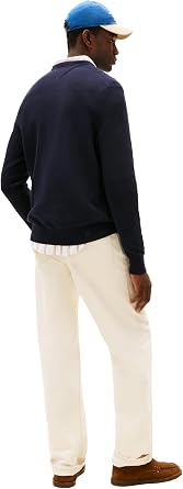 Tommy Hilfiger Men's Cotton Solid Structured Crewneck Sweater Pullover