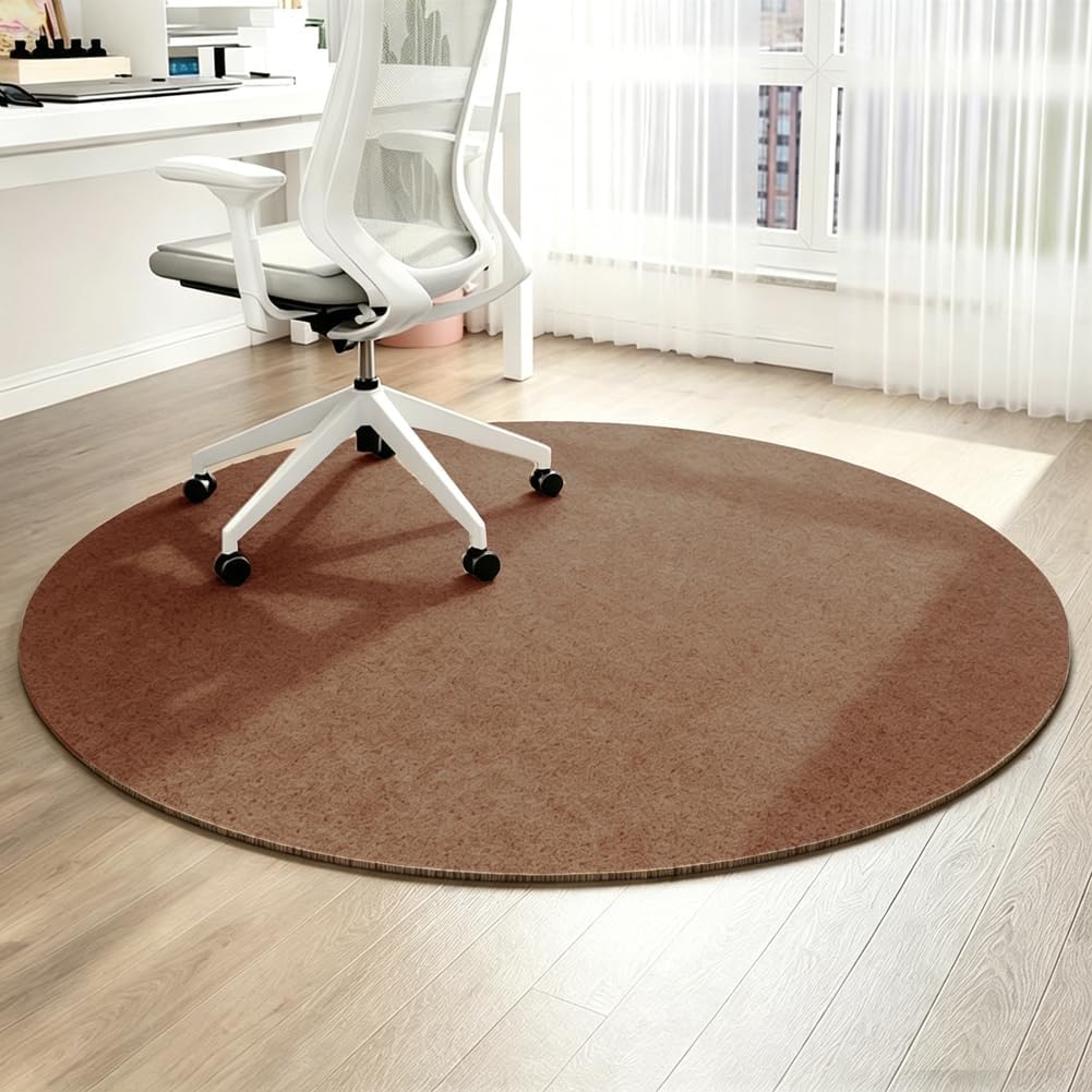 Office Chair Mat for Hardwood Floors,Wipeable Floor Mat Nonslip Backing Wood/Tile Floor Protection,Easy Glide for Rolling Chair,Durable Under Desk Rug for Home Office (Red,Diameter 35.4 inch)