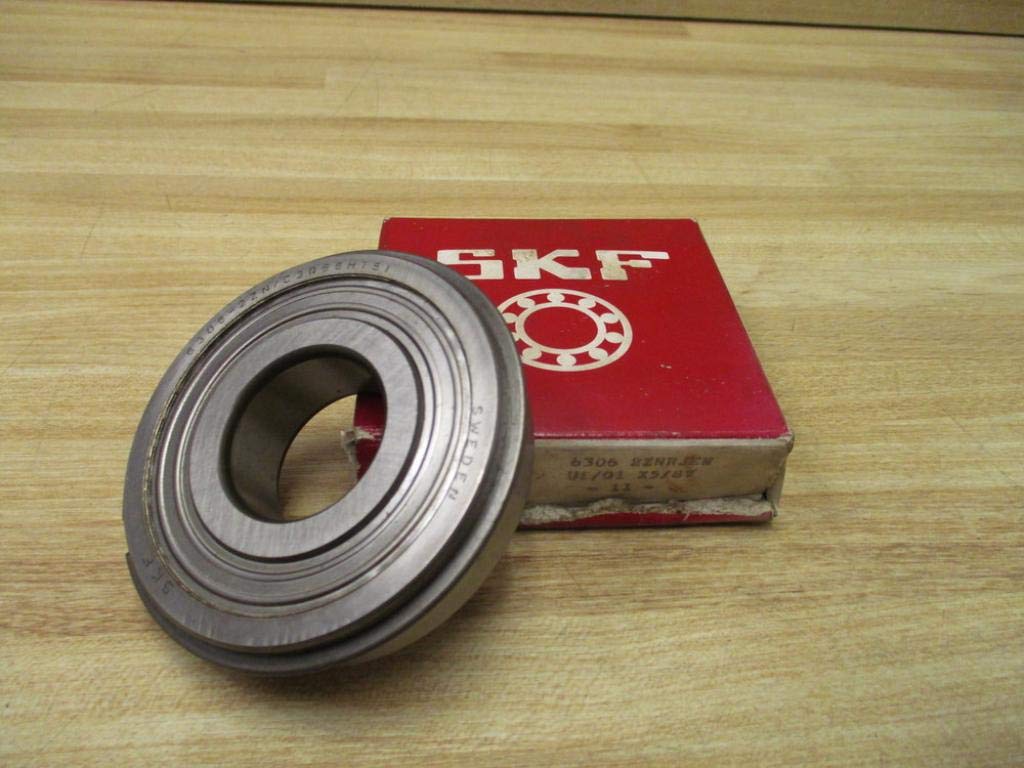 SKF 6306-2ZNRJEM 19MM Width, 33MM BORE, 72MM OD, Ball Bearing, Double Shielded