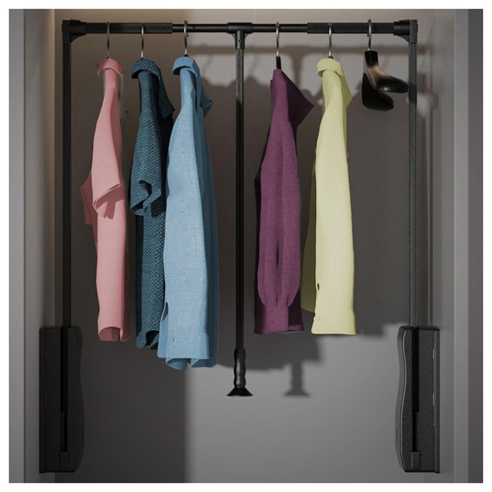 GTHTUHFD Retractable Wardrobe Hanger Doublesided Pulldown Clothes Rail For Closet Spacesaving Lifting Storage System For Wardrobe,Color1-550~700mm