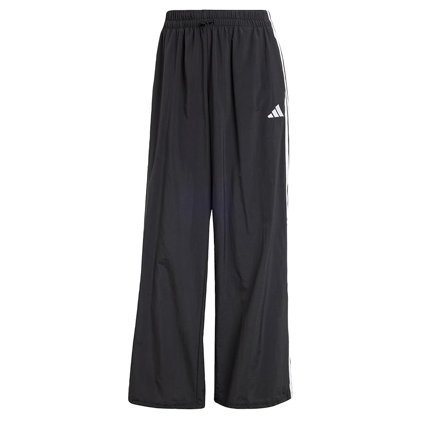 adidas Femme Essentials 3-Stripes Lifestyle Woven Parachute Pants, Black/White, S
