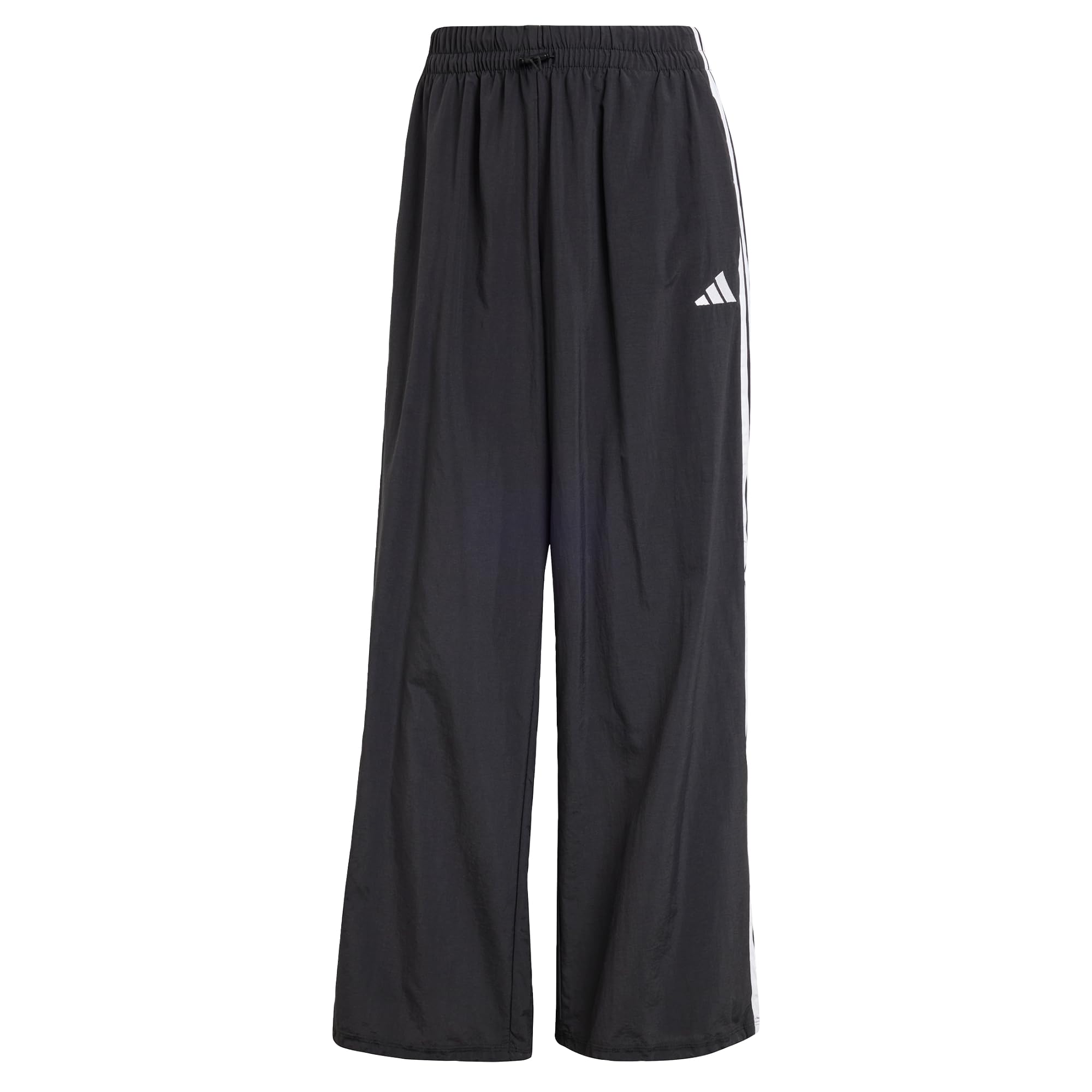 adidas Femme Essentials 3-​Stripes Lifestyle Woven Parachute Pants, Black/​White, L