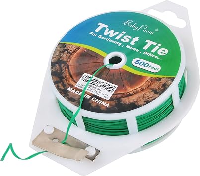 500 Feet 152M Twist Ties with Cutter, Plastic Multi-purpose Reusable Twist Wire for Gardening, Home, Office