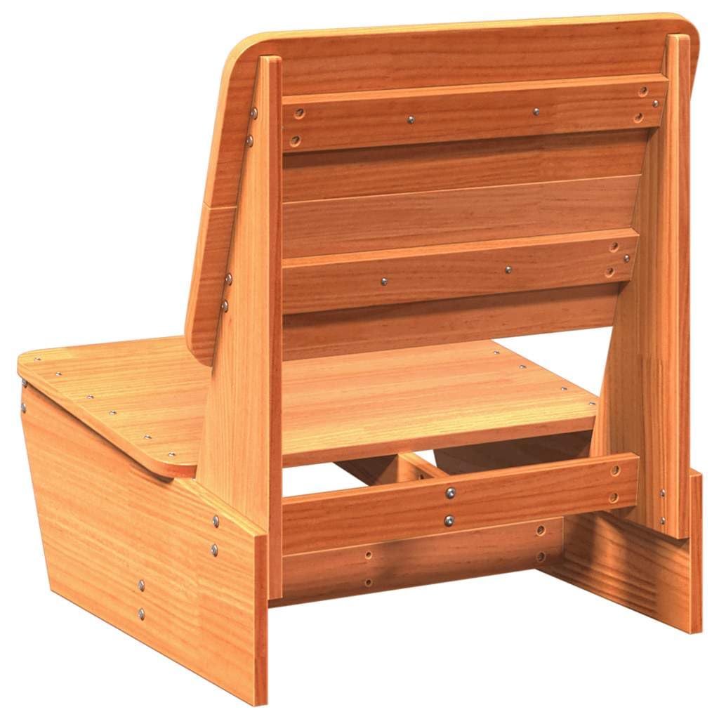 Krzesło ogrodowe z litego drewna sosnowego woskowego brązowego 60 x 64 x 70,5 cm z wygodną oparciem, stabilna i trwała konstrukcja do użytku na zewnątrz, idealne na patio i na otwartej