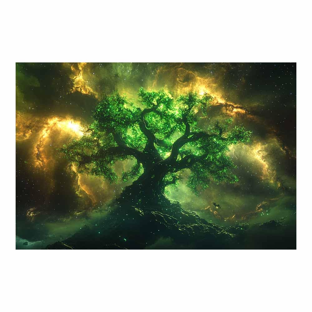 ZAMAEIU Tree of life wall art Star-resting tree abstract canvas wall, For Bathroom, Living Room, Bedroom, Office.Gift for Home Decor(green)-80x120cm Unframed
