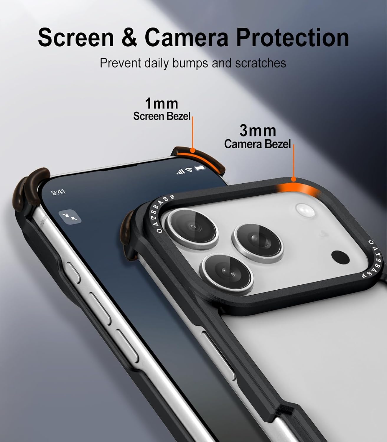 OGRANEE Metal Bumper Case for iPhone 17 Pro Max, Aluminum Alloy Frame Hollow Back Design Compatible with Magsafe, Minimalist Slim Shockproof Cool Cover Hard Shell, Raised Edge Protection, Black