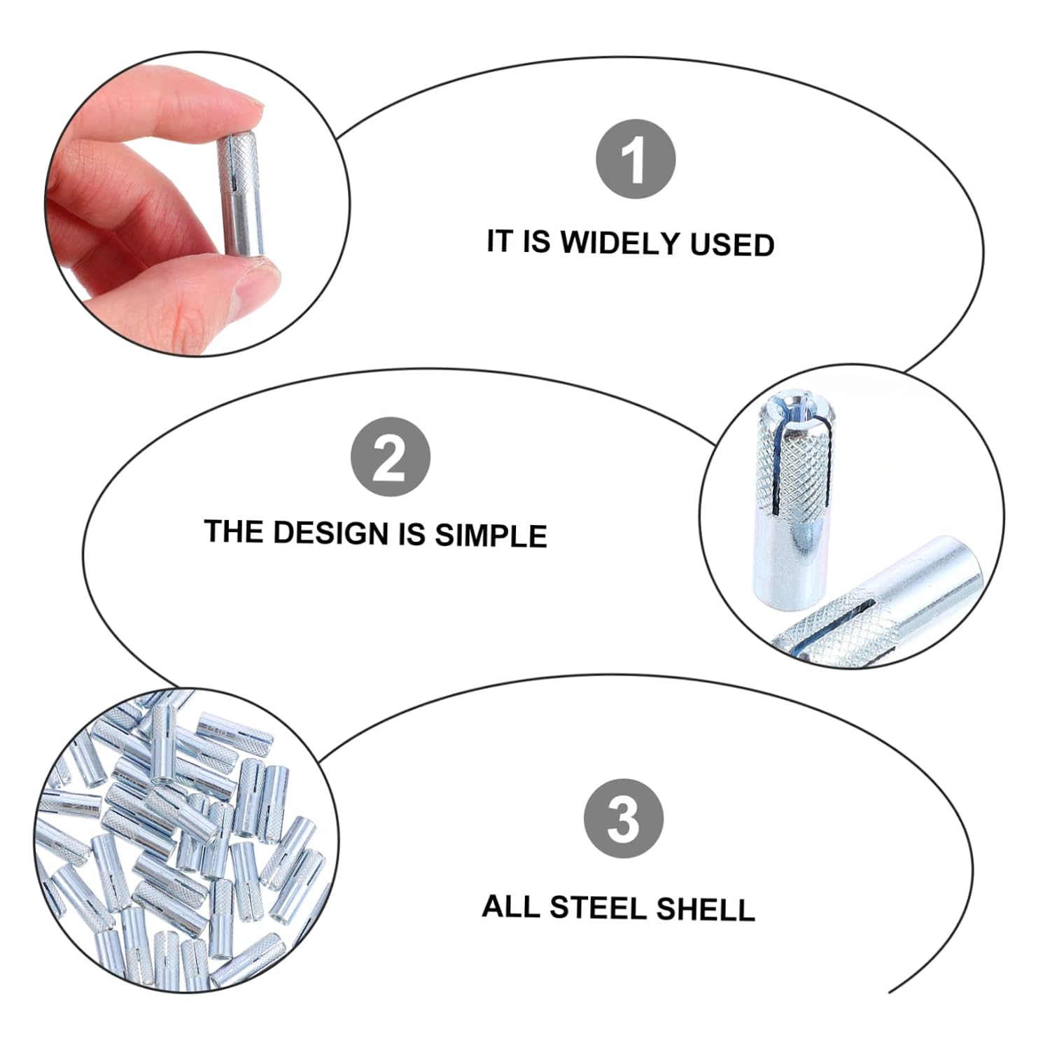 50Pcs Drop in Assisted Pegs Heavy Duty Wall Expansion Anchors for Concrete Fasteners Flush Mount Design for Solid Masonry for Indoor Outdoor