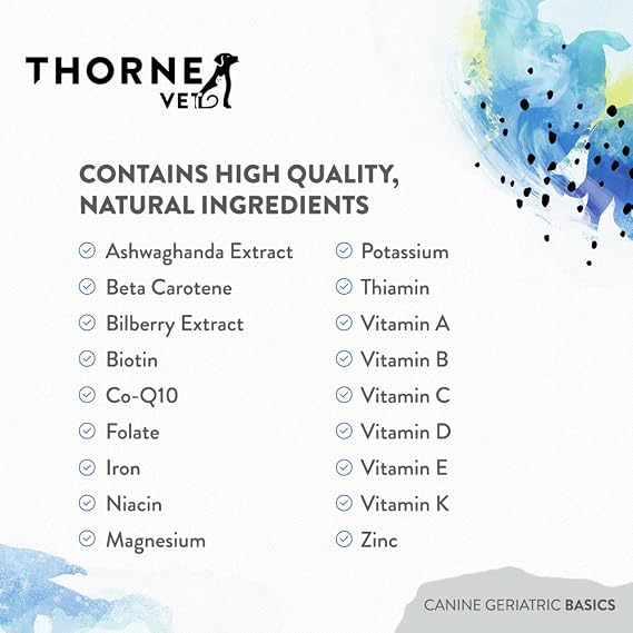 ThorneVET Canine Geriatric Basics Senior Dog Multi-Vitamin/Mineral Formula Supports Healthy Cognition, Joints, and Eyes, 90 Soft Chews