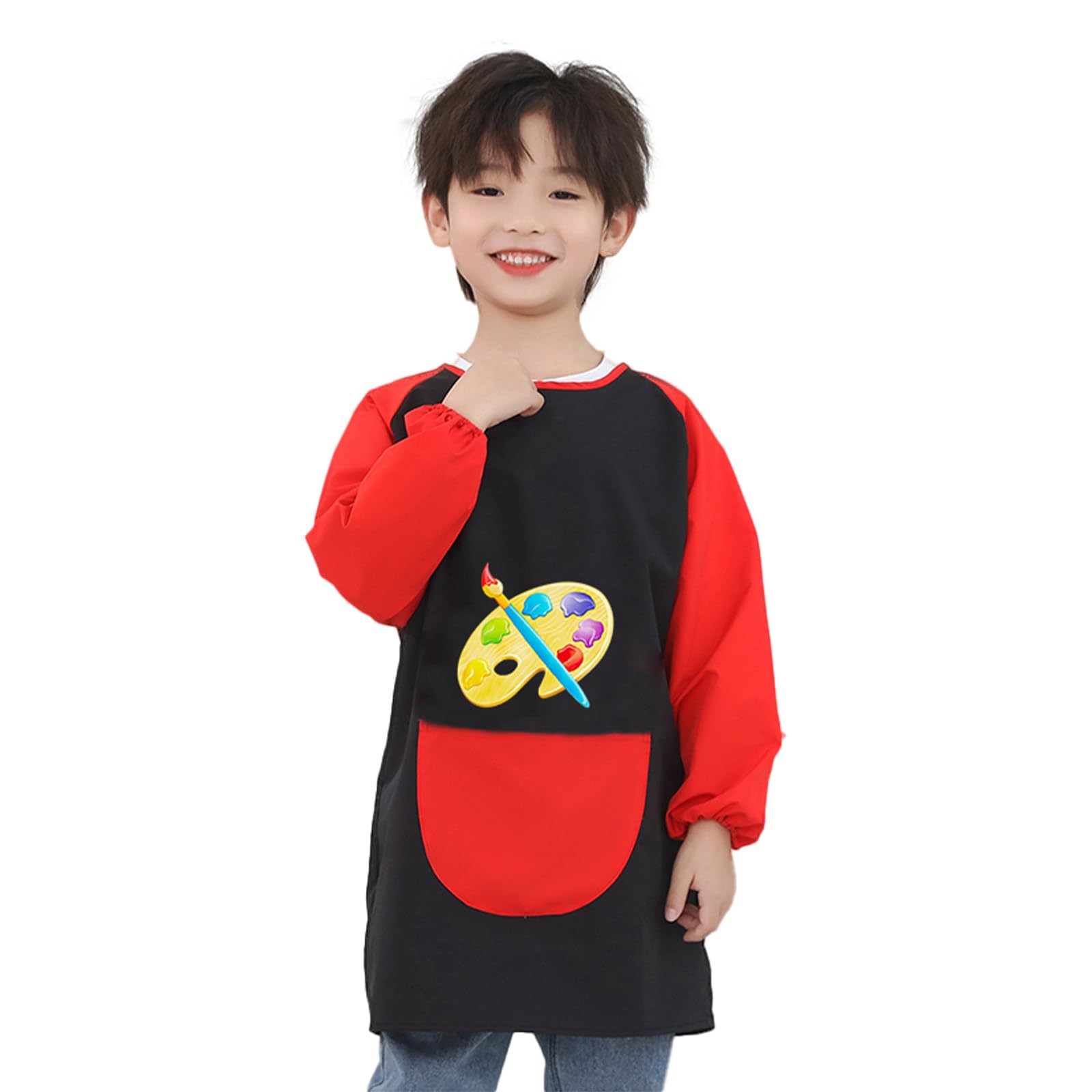 YMWALK Kids Painting Apron for Age 3-7 Years Girls and Boys,Waterproof Art Smock Toddler Apron with Long Sleeve and Pockets for Painting, Baking,Cooking, Eating, Messy Play,Arts Crafts