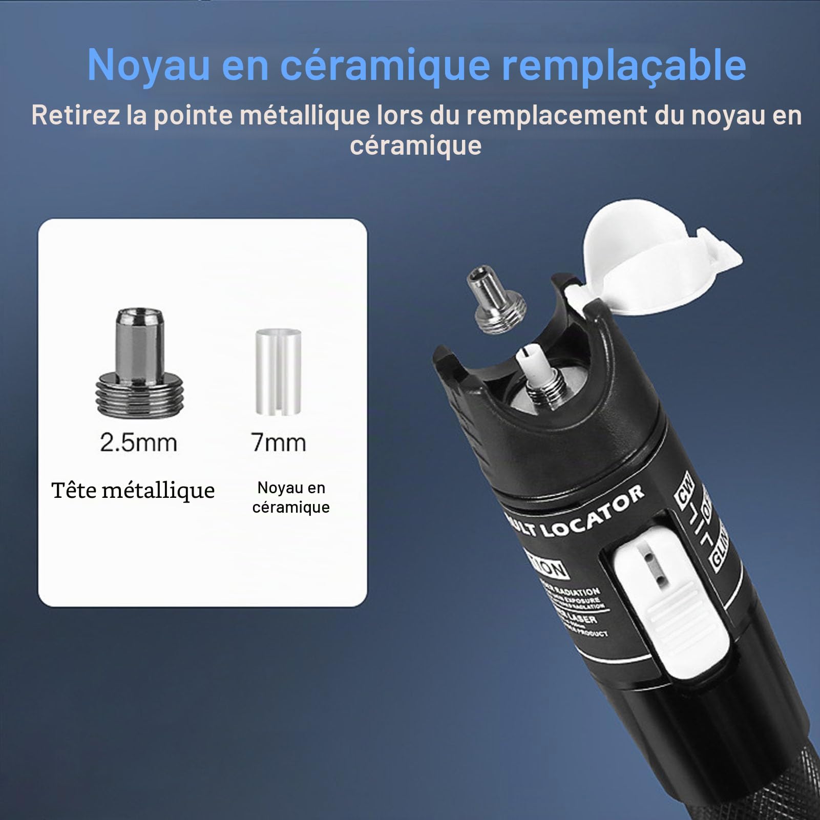 Kit de Localisation Visuelle des Défauts, Stylo de Test de Fibre Optique 80 Km avec Connecteur de Fibre Universel de 2,5 Mm, Testeur de Fibre Portable sans pour