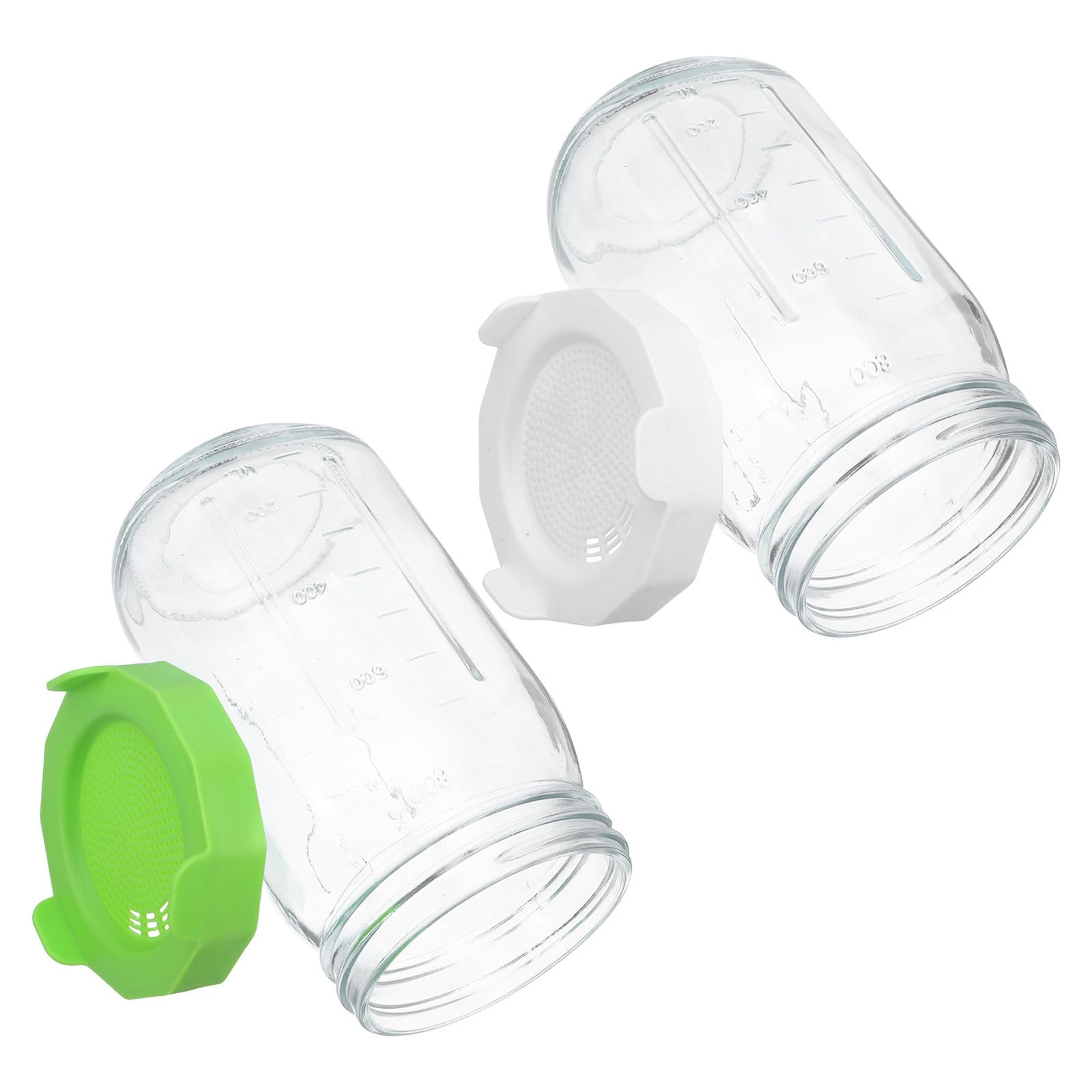LALAFINA 2 Pièces Kit de Germination en Verre avec Bocaux Mason pour Graines, Couvercles Drainants, Manchons Occultants, pour Cultiver des Microgreens la Maison