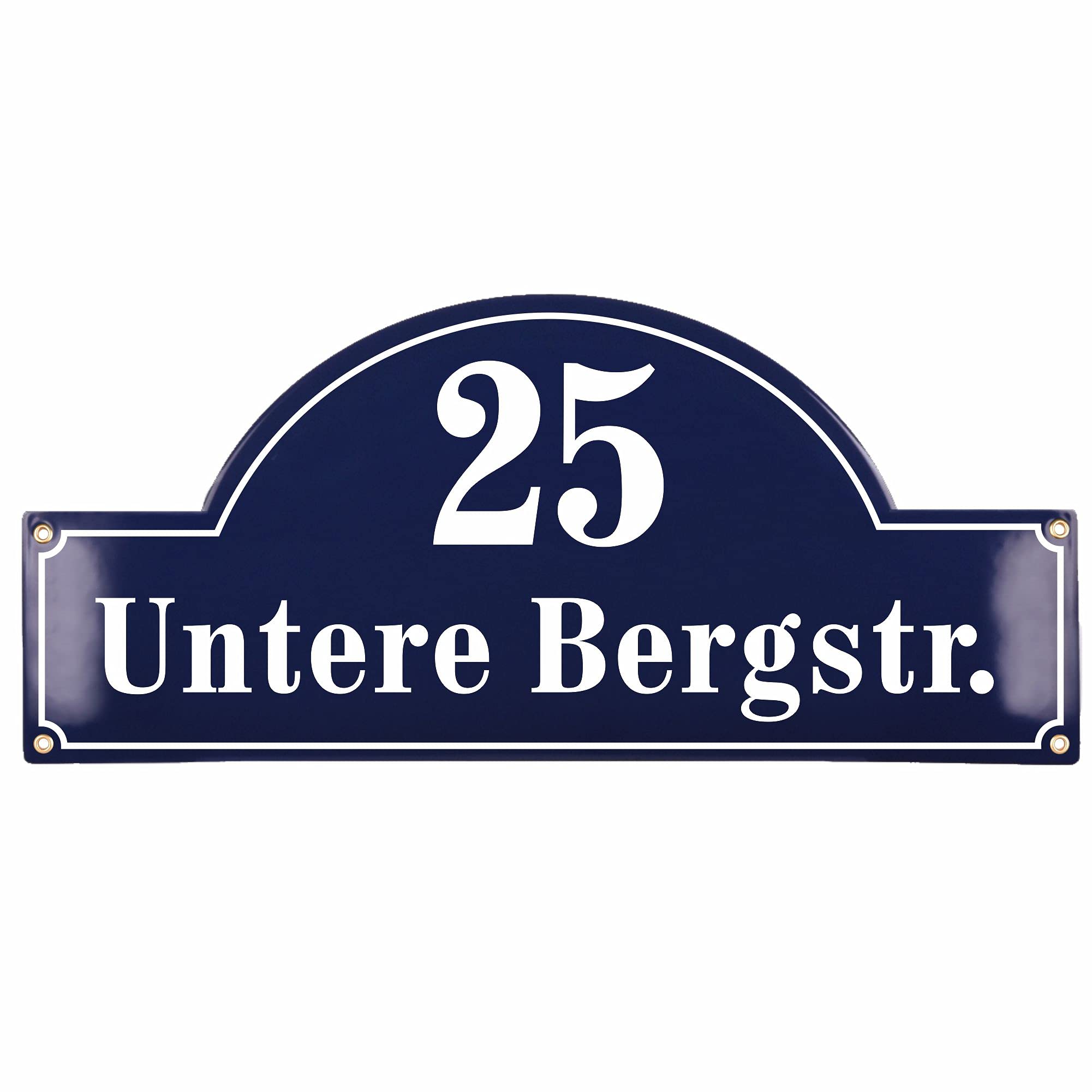 Hausnummerschild Hausnummer mit Straßenname - 27x60 cm - Keramik Emaille - Wetterfest - Personalisiert (Anthrazit)