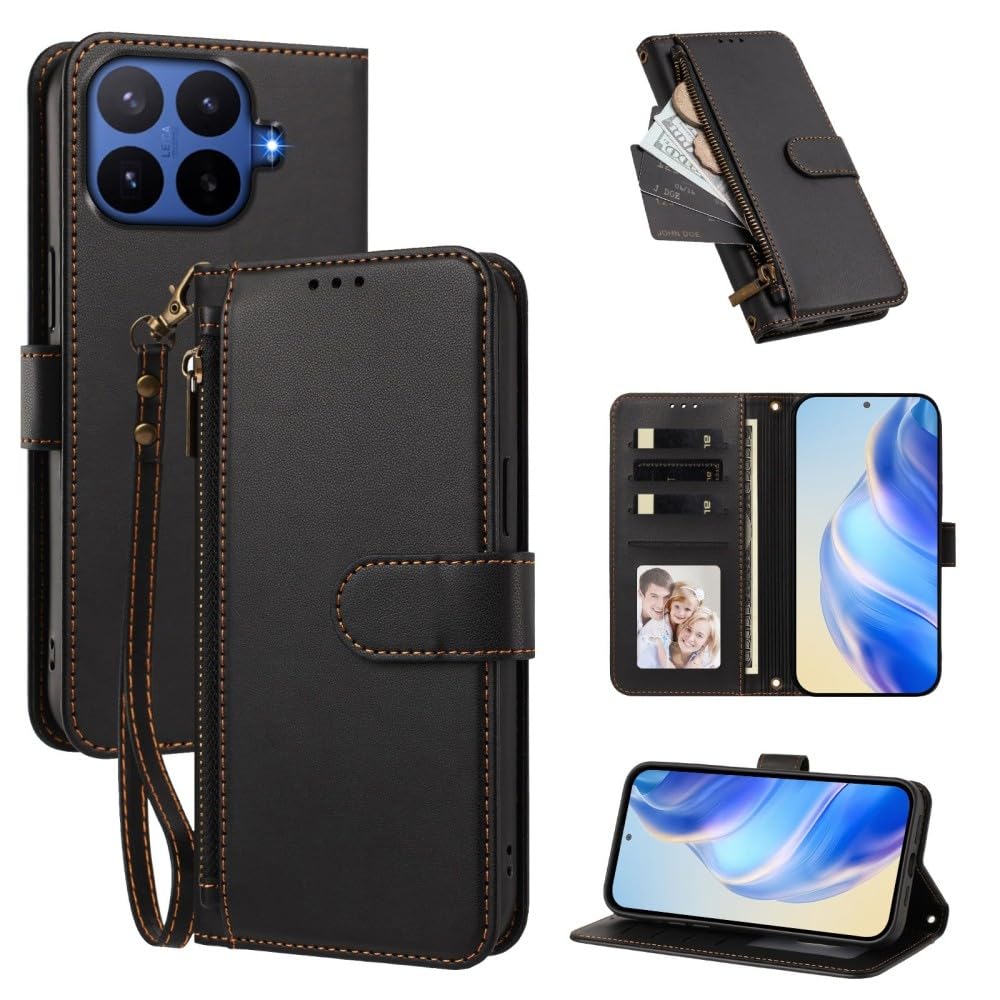 Étui Xiaomi Redmi Note 13 4G avec fermeture éclair magnétique noire - 8