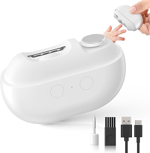 Miniatura 10 de Cortaúñas eléctrico con carga USB: cortaúñas automático con luz LED y almacenamiento de clip, recortadora de uñas de seguridad recargable por USB