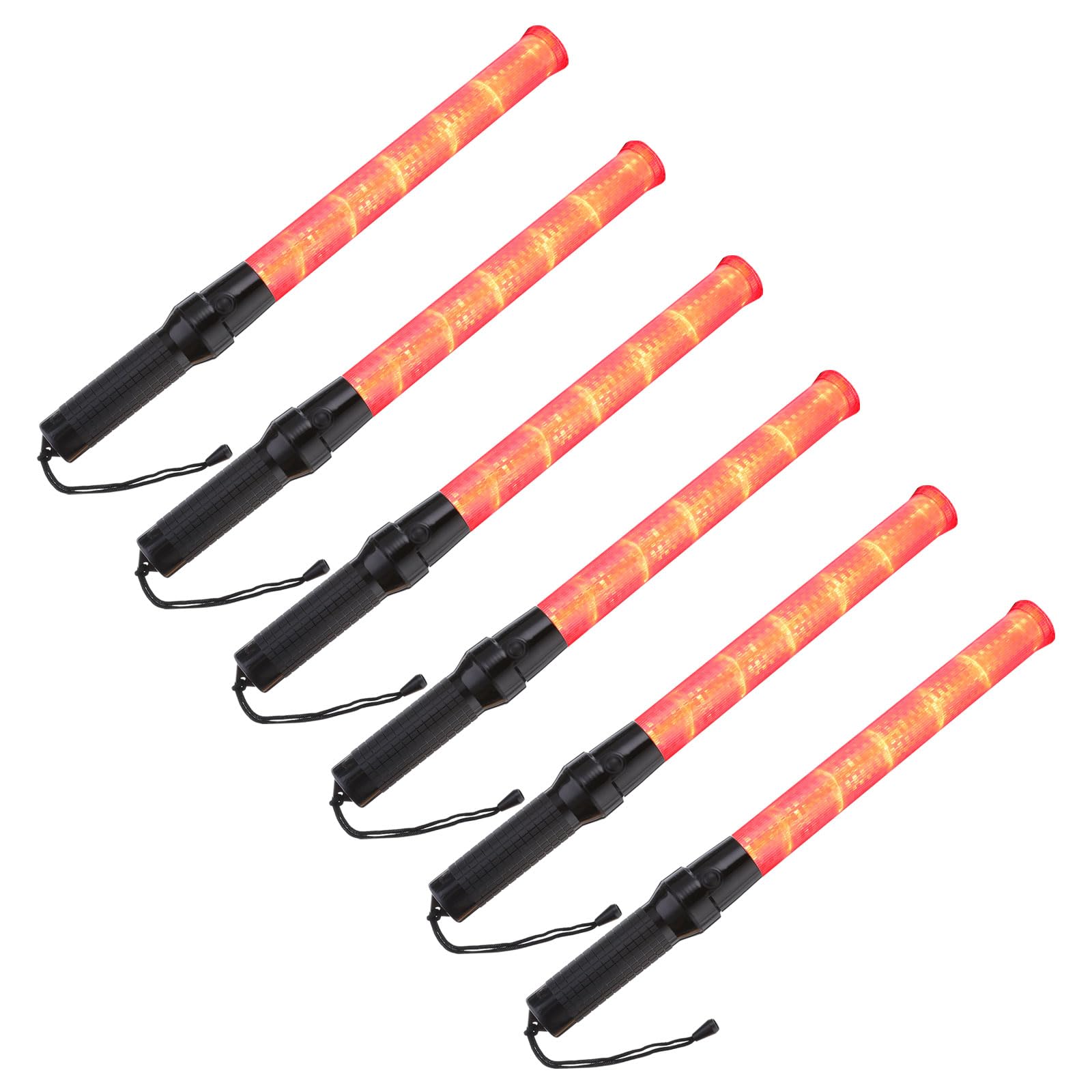 PATIKIL 6 Pcs Bastones de Tráfico de 21 Pulgadas con Cordón de Muñeca Rojo