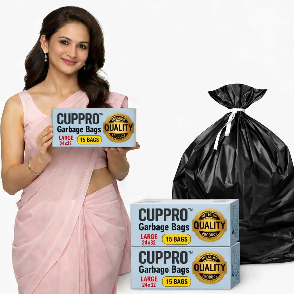 Garbage Bags Large 24 x 32 Inch | 30 Count | 15 Pcs x 2 Rolls | | | Black Dustbin Bag for Dry & Wet Waste | Trash Bin Liners for Kitchen, Home & Office-image-14