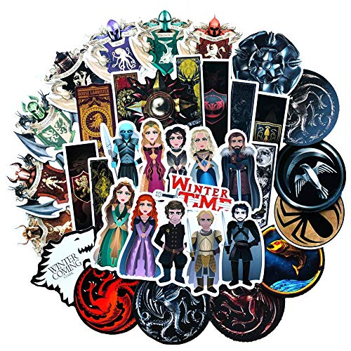 Game of Thrones Stickers[100pcs] Cool Vinyl Decals for Water Bottle Laptop Phone Hydro Flask Car Computer Guitar Ceiling Wall Helmet Skateboard Luggage PC Journal Bike Bumper Waterproof