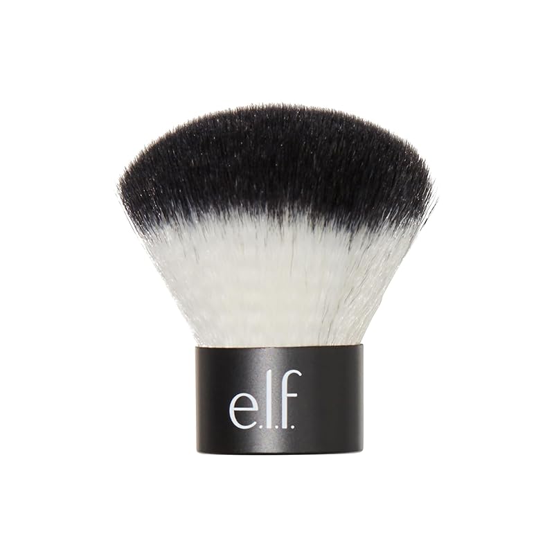 Pincel Kabuki para Rosto e.l.f., Tamanho para Viagem, Cerdas Sintéticas, Preto - Kabuki Face
