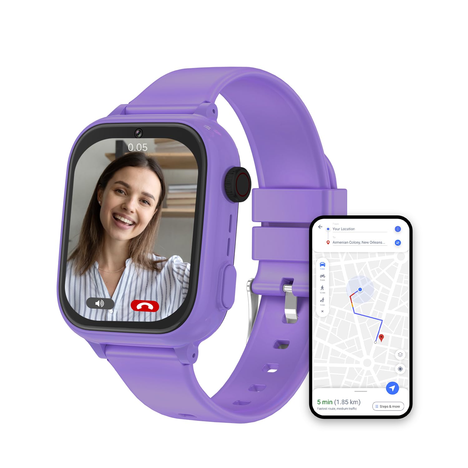 FREEBOT 4G Kids Smart Watch with Calling & GPS Tracker, SIM Card Included, Voice Video Call, SOS Emergency Button, Parental Controls & School Mode,