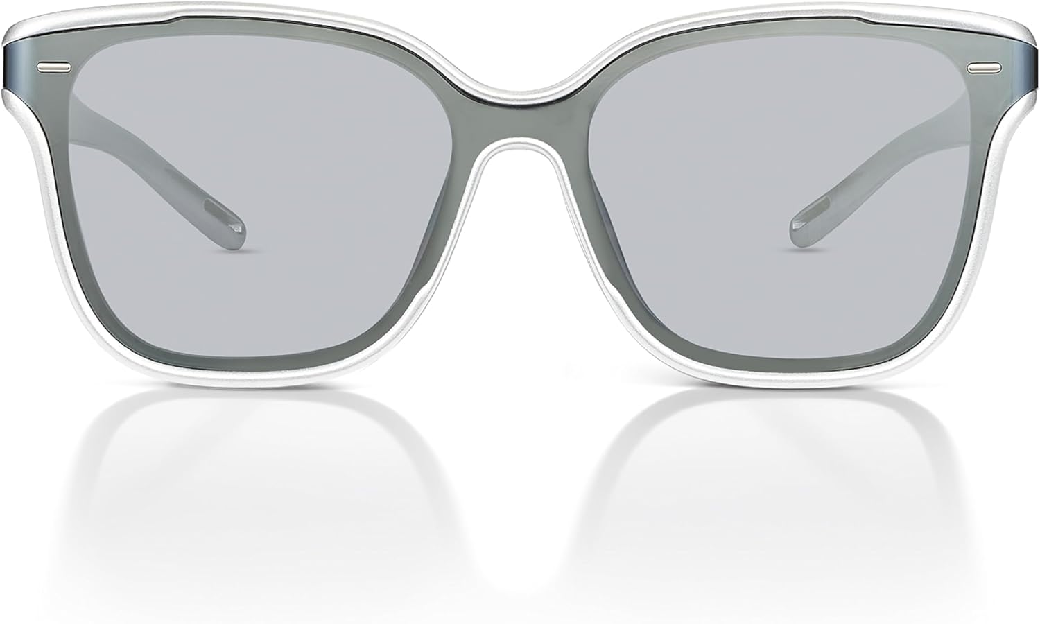 MUJOSH Avant-Garde Square Sunglasses for Women Men, Lightweight 20.9g TR90 One-Piece Bent Lens, Anti-Oil UV400 Shades with Twisted Temples for Party, Aurora Grey, Brand of EssilorLuxottica