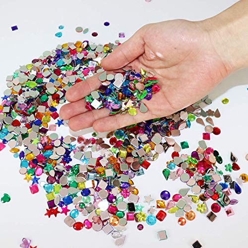 1200 Pcs Acrylic Flatback Rhinestones,12 Different Shape Gems for DIY Craft Jewels Gemstone Wedding Birthday Decoration (6-13mm) (Acrylic)4