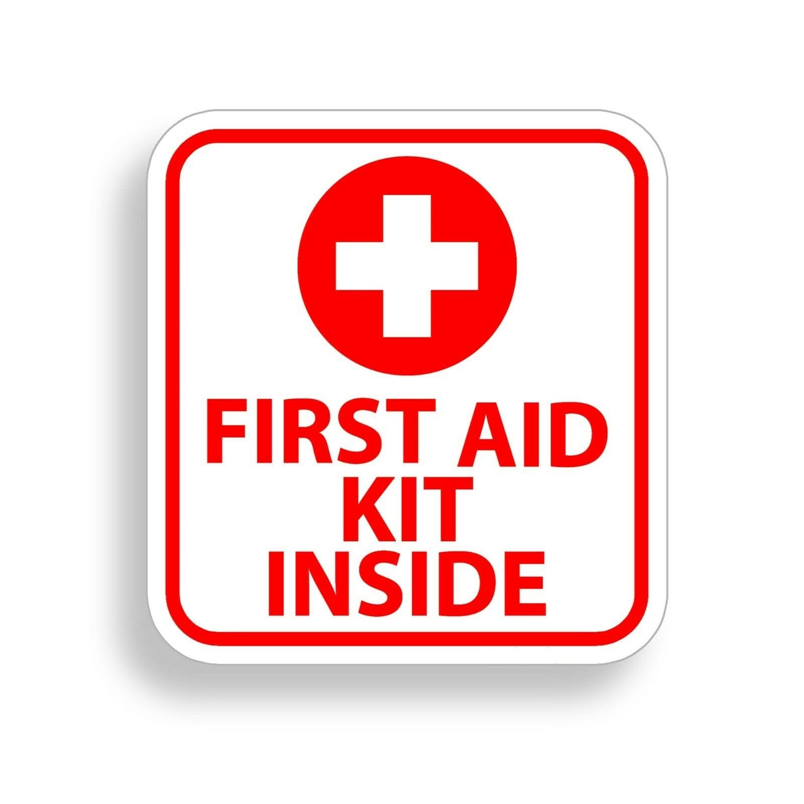 Vinyl Sticker Die Cut First Aid Kit Inside Decal for Car Bumpers Windows Laptops Water Bottle, 6" X 6"