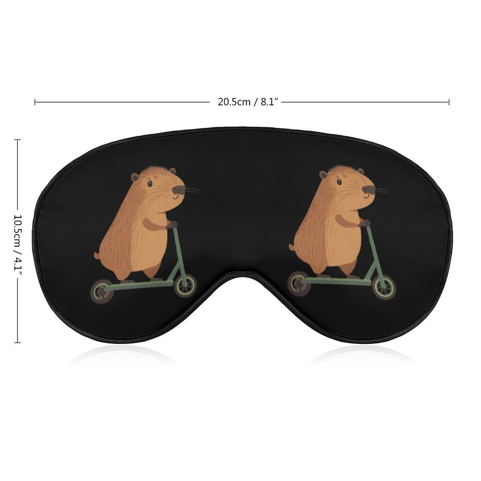 Cute Capybara Riding Scooter Sleep Mask Eye Shade Cover Adjustable Strap for Travel Lunch Break Women Men
