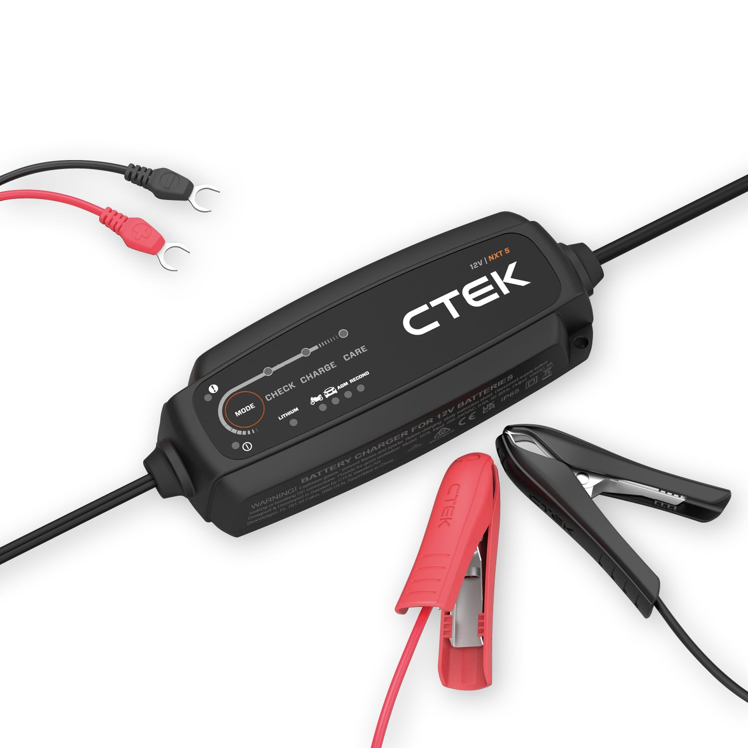 CTEK NXT 5 caricabatterie intelligente 12 V, 5 A, compatibile con batterie al piombo e al litio, modalità ricondizionamento, ottimizzazione AGM, compensazione della temperatura, mantenitore di carica