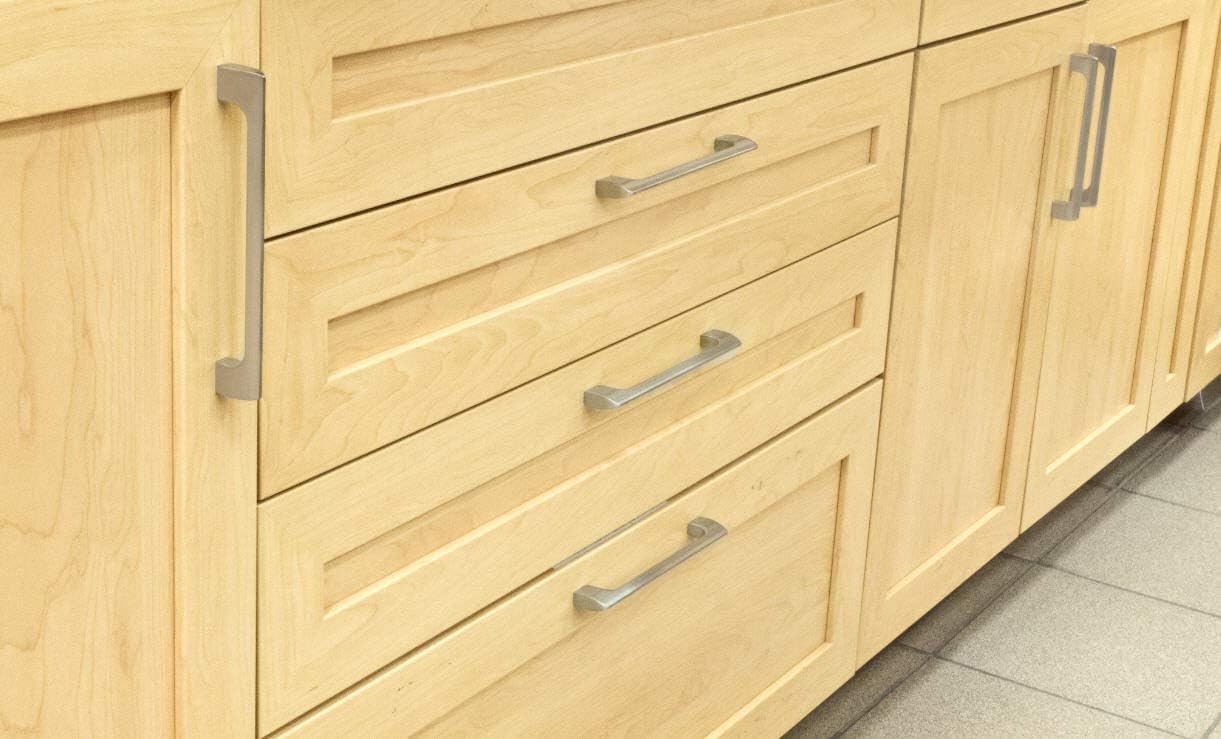 Richelieu Hardware BP814320195 Tichester Collection 12 5/8-inch (320 mm) Center-to-Center Brushed Nickel Modern Cabinet and Drawer Pull Handle for Kitchen, Bathroom, and Furniture