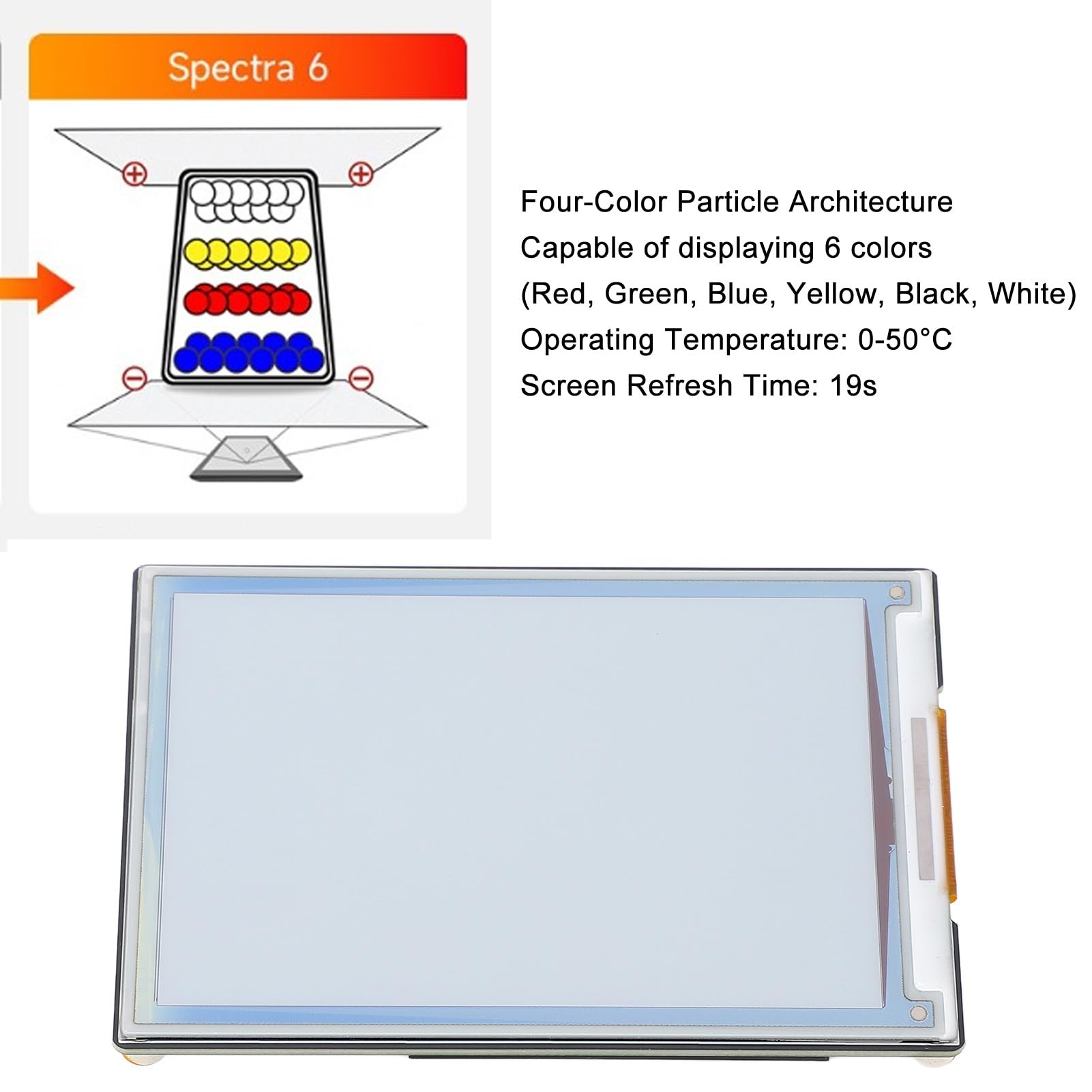 Generic Display in Carta Elettronica a Colori da 4" 600x400 per HAT+ Interfaccia di Controllo SPI Standard per Progettisti e Sviluppatori - Dimensioni Scheda Driver PCB: 3,98x2,68 Pollici