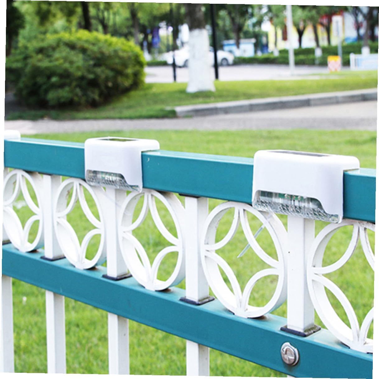 Veemoon 8pcs Waterproof Solar Stair Lights Outdoor Step Lamps with White Shell, Multi-hue Yard Fence Light for Patio, Porch, and Deck