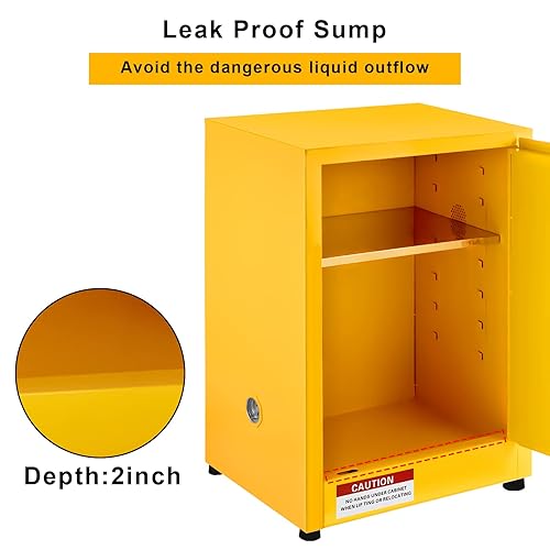 Miniatura 4 de Gabinete inflamable de 17 x 17 x 22 pulgadas, gabinete seguro de acero galvanizado, estante ajustable, gabinete de almacenamiento inflamable para la