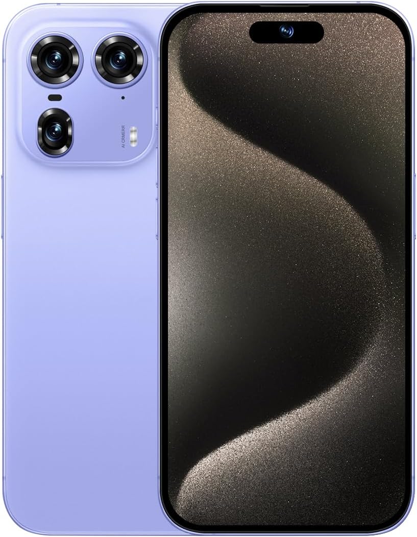 A15 Pro Max 2025 Unlocked Android Phone 6.8" FHD+Display 108MP+48MP Dual Camera 6800mAh Battery|Android 13|FaceID&DualSIM 8GB+256GB (Purple)