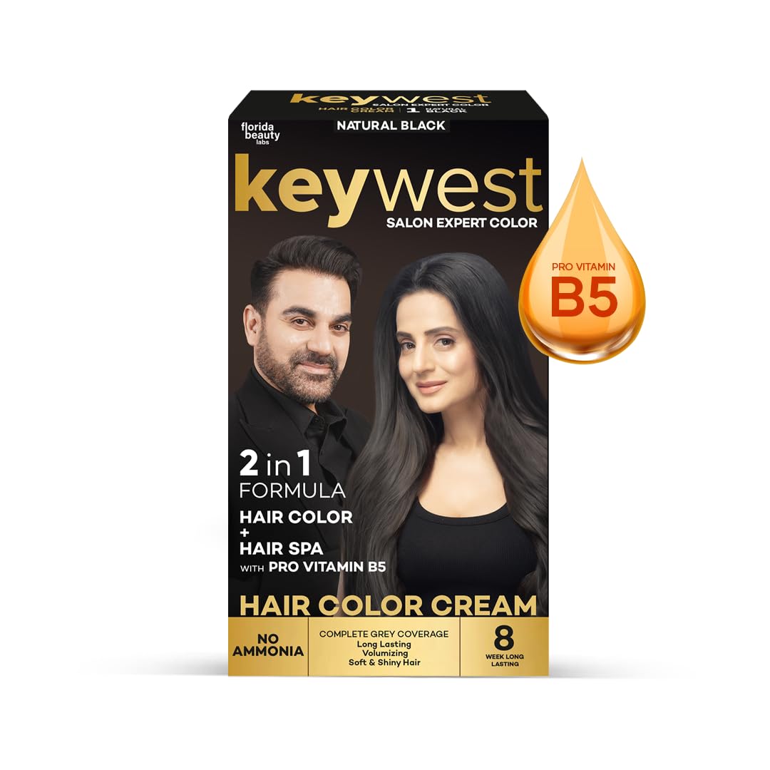 Crème Hair Colour Natural Black - 130ml (Ammonia Free) | Hair Color Cream | 2in1 Formula Hair Color + Hair Spa with Pro Vitamin B5