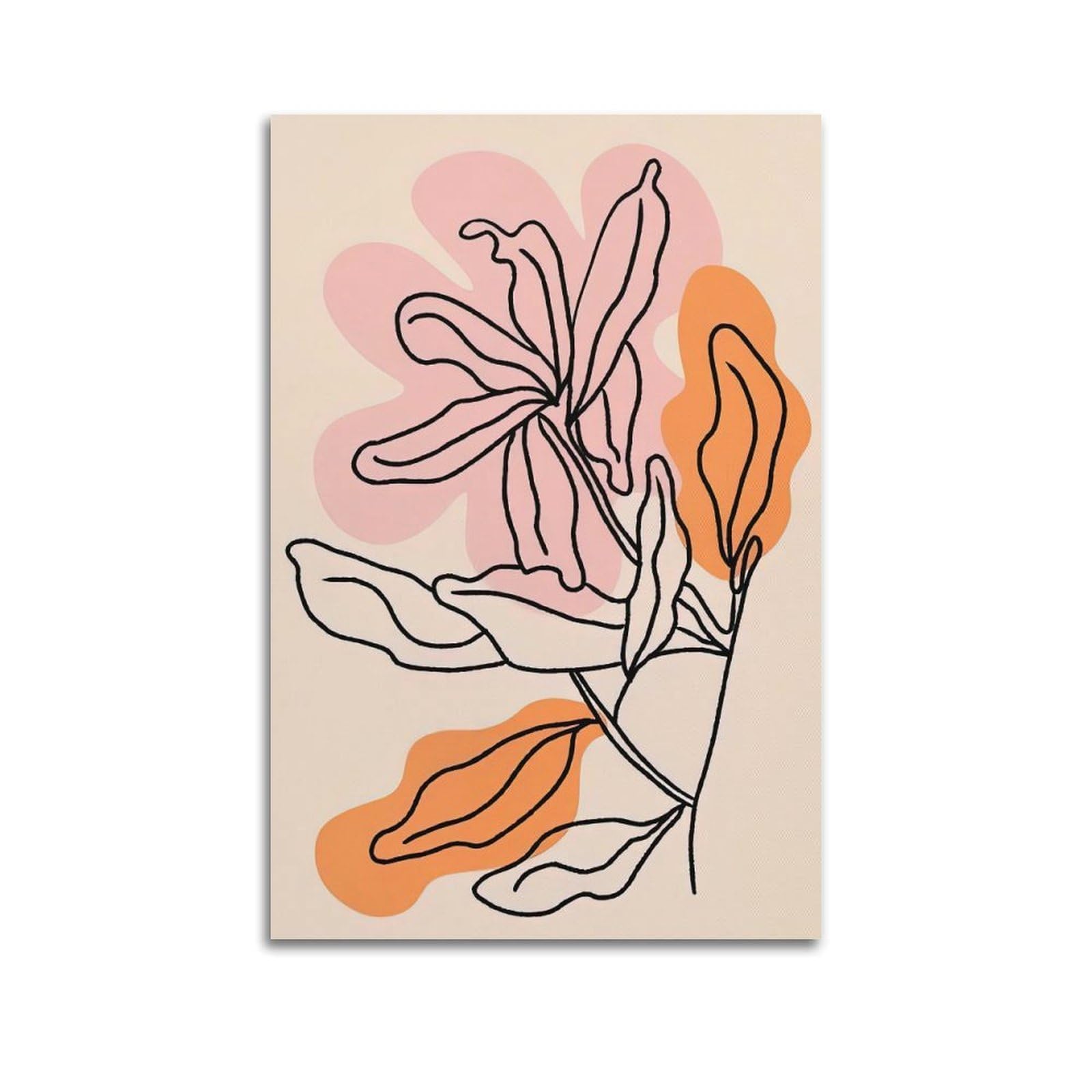DLJGDS Simple Botanical Poster Line Drawing Flowers Decorative Painting Canvas Wall Posters And Modern Family Bedroom Decor 24x36inch(60x90cm)