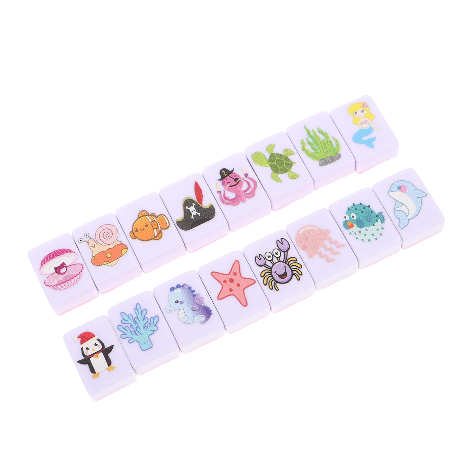 Mahjong Portable Animaux Marins – 48 Tuiles, Jeu Festif, Vacances, Famille, Débutants, étui Compact