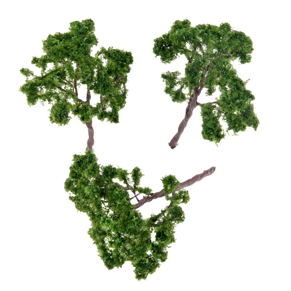 Landscape Greenery 5pcs Building Landscape Dark Green Trees, 4in Landscaping Small Tree Plastic, Train Railroad Scenery HO OO Scale Model