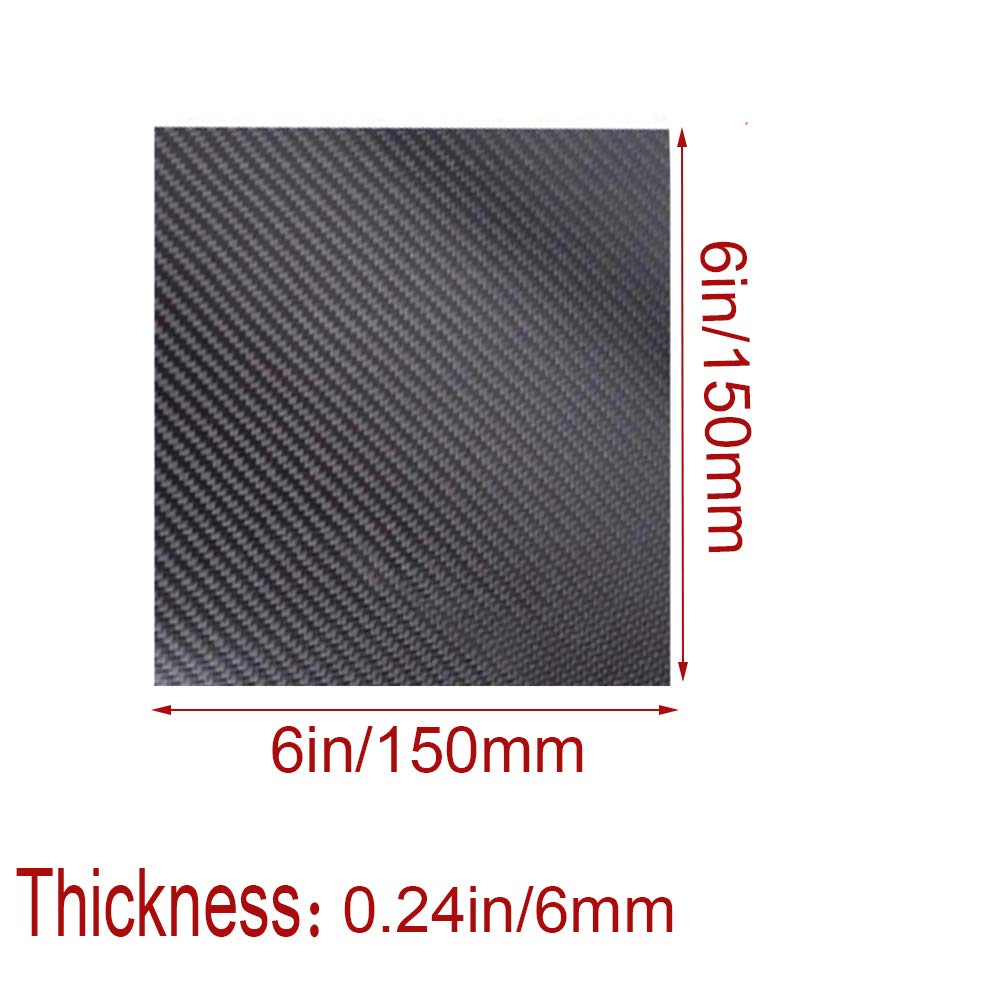 foglio in fibra di carbonio, Pannello laminato rigido 3K quadricottero multicottero Twill opaco(Thickness6mm)